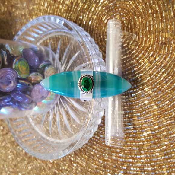 Green Agate & Peridot Ring - Picture 7 of 7